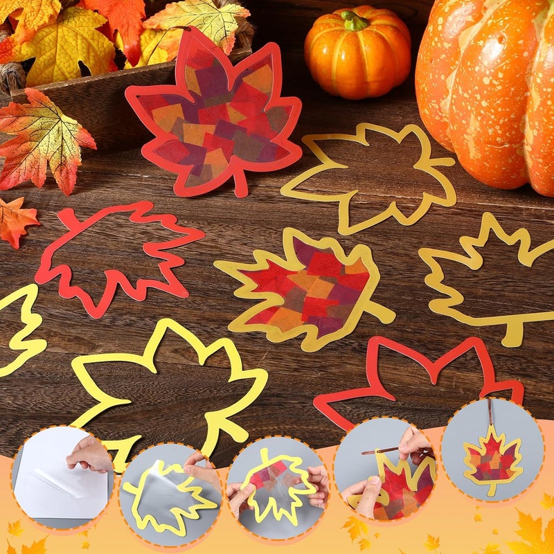 Chiisong 24 Sets Maple Crafts Kit DIY Tissue Paper Sign Crafts for Back to School Fall Harvest Thanksgiving Religious Christian Party Fun Home Actives - Image 3